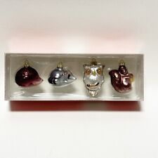 Martha Steward Collection Mini Molded Woodland Creatures Glass Ornaments Set 4 picture