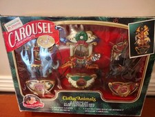 Vintage 1993 Mr Christmas Carousel Ornaments Circus Animals Tiger Elephant Horse picture