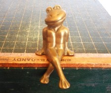 Brass Frog Who Sits on the Edge . Vintage Bronze . picture