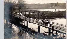 FLAT BRANCH BRIDGE taylorville il real photo postcard rppc Illinois horse buggy picture