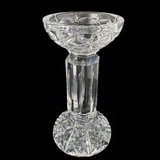 Vintage 1990s Waterford Crystal Glass Balmoral Pillar Candle Holder 7.5” Tall picture