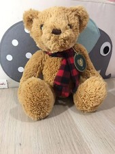J Bear Jo-Ann Fabric 2016 OLLIE tartan plaid Scarf discontinued NWT 12”plush picture