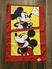 Vintage Mickey & Minnie Mouse Novelty Fabric Panel Red Yellow Black White Blue picture