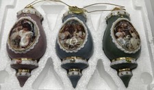 Bradford Edition Heirloom Porcelain Rhinestone Christmas Ornaments Kitty picture