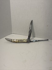 Vintage Imperial 2-Blade Folding Toothpick FISH Pocket Knife with Scaler RARE picture