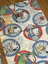 Vintage Snoopy Peanuts Olympics Sports Twin Sheet Set Flat Fitted Pillowcase picture