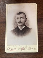 Antique Photograph Cabinet Card Handsome Man  Mustache Named Mell Fairbanks picture