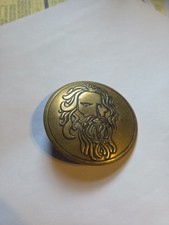 Vintage 70s Solid Brass Hippie Bearded Man Portrait  Vintage Belt Buckle picture