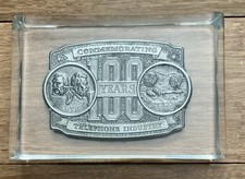 1976 Telephone Industry 100-Year Commemorative Buckle Lucite Paperweight **tk picture