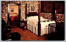 Springfield IL Abraham Lincolns Historic Home Bedroom Chrome WOB Postcard picture