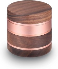 2.5inch Walnut Solid Wood Metal Herbal Herb Spice Grinder Crusher in RoseGold picture