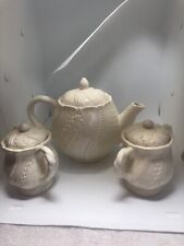 Shafford creme ware teapot, creamer and sugar bowl by strata group picture