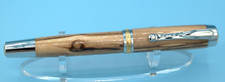 Olive Wood Artisan Statesman Rollerball Pen in Palladium and 22k Gold picture