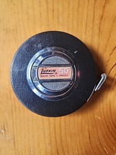 Vintage Lufkin 50' Measuring Tape HW223 Metal Black Chrome picture