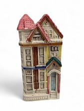 Vtg San Francisco Painted LadyVictorian House Ceramic Wall Pocket Planter picture