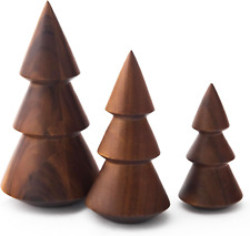 Nambe Wooden Tree Trio | Set of 3 Mini Christmas Trees Figurines | Mini Christma picture