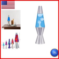 Lava Lite 1953 Silver Base Lamp White Wax Blue Liquid 11.5
