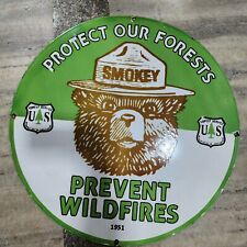 SMOKEY WILDFIRES PORCELAIN ENAMEL SIGN 30 INCHES ROUND picture