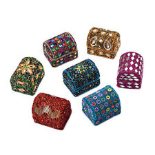 Jewelry Organizer Box Handcrafted Set of 7 Multi Color Wooden Beaded Chest picture