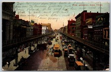 1906 The Bowery New York Busy Street Scene RARE ANTIQUE Postcard 5379 picture
