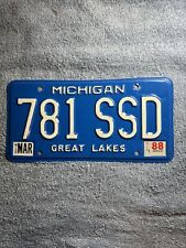 1988 Michigan License Plate 781 SSD Great Lakes picture