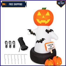 Weatherproof 6 Ft Pumpkin Ghost Inflatable Yard Decor for Halloween Parties picture
