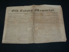1830 JANUARY 9 OLD COLONY MEMORIAL NEWSPAPER - PLYMOUTH MASSACHUSETTS- NP 5228 picture