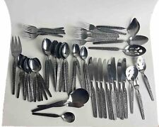 MCM National Stainless “Sevita” Flatware Service 57 Pieces ~ Embossed Flowers picture
