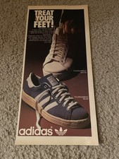Vintage 1975 ADIDAS TOURNAMENT BLUE WHITE SHOES PRINT AD 1970s picture