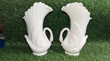Pair Mid-Century Modern Marks & Rosenfeld (M&R) Porcelain Swan Vases 8.5 In picture