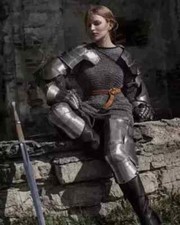 Medieval Knight Woman Lady Female Armor Suit With Armor Warrior Halloween Costum picture