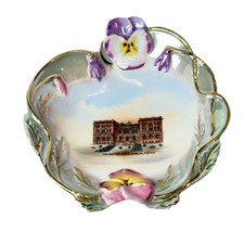 MARLIN Arlington Hotel TX TEXAS ANTIQUE Souvenir CHINA TRINKET DISH picture