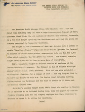 Pan Am Pan American Airways Vintage Caracas-Houston First Flight Press Release picture