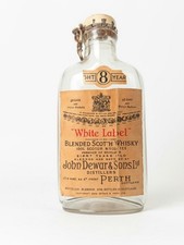 John Dewar & Sons White Label Blended Scotch Whisky Mini Bottle Empty Vintage picture
