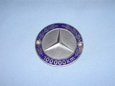 Vintage Original Mercedes Benz 100,000 High Mileage Enamel Auto Grill Badge picture