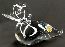 FM Konstglas Glass Duck With Original Sticker Made In Sweden Vintage 1960s picture