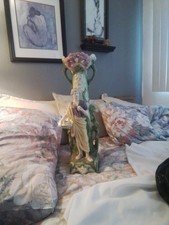 Vintage Gorgeous Art Nouveau Porcelain Figurine Vase picture