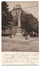 real photo Mount Mt Carmel IL - Civil War Monument mailed 1906 antique pc RPPC picture