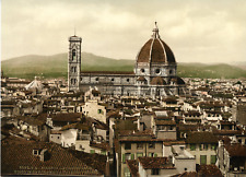 Florence, The Cathedral Panoramic View of Palazzo Vecchio. Photochrome origin  picture
