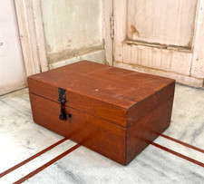 Antique Wooden Storage Chest Box Original Old Fine Hand Crafted picture