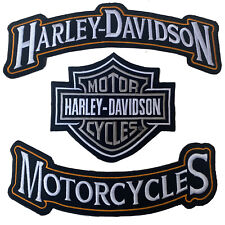 Harley Davidson Classic Gray Logo Sew-on Patch Top Bottom Rocker Orange PATCH picture