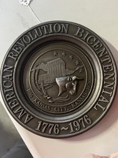 American Revolution Bicentennial Kansas City Kansas Pewter Plate 1776-1976 USA picture