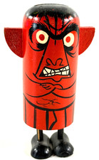 RARE vtg Pride Creations Red Devil Wood Wooden Popsie DONT BE MAD halloween picture