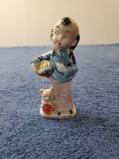 Japanese Girl Porcelain Figurine with Pig Vintage Japan  picture
