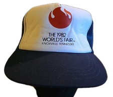 NoS Vintage 1982 Worlds Fair Knoxville Tennessee Mesh Trucker Hat Red White - G4 picture