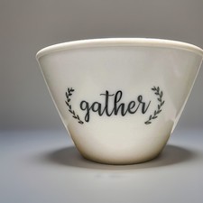 White Milk Glass Decorative Bowl GATHER - Multi Use - NEW Vintage Style Glass picture