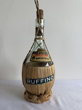 Vintage 1970 Ruffino Chianti Fiasco EMPTY Straw Wine Bottle Italian Bar Decor picture