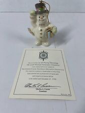 LENOX 1998 Annual SNOWMAN ORNAMENT Ringing In The Millennium 24kt Gold Accents picture
