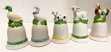 Lot of 5 Vintage Porcelain Ceramic Collectible Bells Animals picture