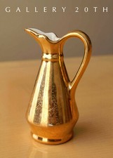 22K GOLD MID CENTURY CREAMER PORCELAIN VASE 50'S 60'S ATOMIC RANCH MODERN VTG picture